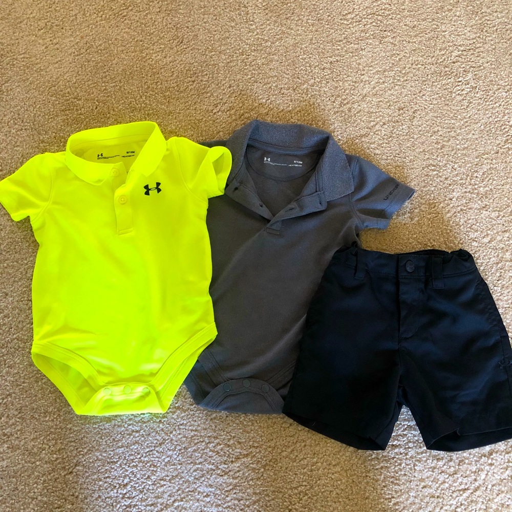 Under Armour 9-12 month shirts and shorts